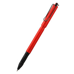 Ballpoint pen isolated on transparent background, elegant pen in red. Png Isolated background.
