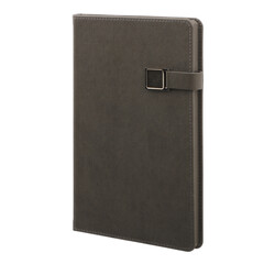 Gray Leather Organizer, Daily Notebook with Magnet, isolated on transparent background. Stylish daily planner, Png Isolated background.