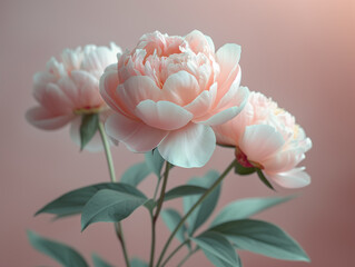 bouquet of peach color peonies s in vase, ai generated
