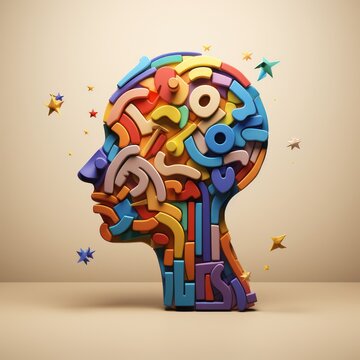 A puzzle head symbolizing Neurodiversity. 3d rendering