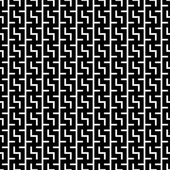 Repeated puzzle figures background. Seamless surface pattern design with mosaic ornament. Ethnic embroidery motif. Grid wallpaper. Digital paper for page fills, web designing, textile print. Vector.