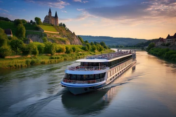 Cercles muraux Pont Charles A picturesque river cruise, capturing the beauty of historic cities, iconic landmarks, and stunning landscapes.