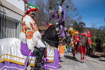 Obraz premium traditional carnival masks from Salzeda de Caselas, Ranchos and Cabaleiros. Pontevedra. Galicia, Spain