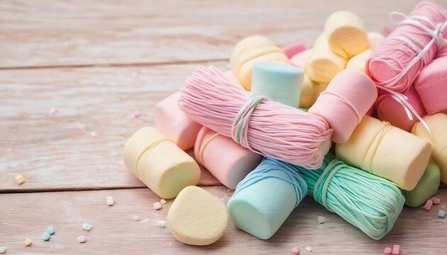 pink and white candies on wood table