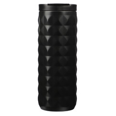 Thermo bottle isolated on white background with clipping path. Black color thermos, isolated background.