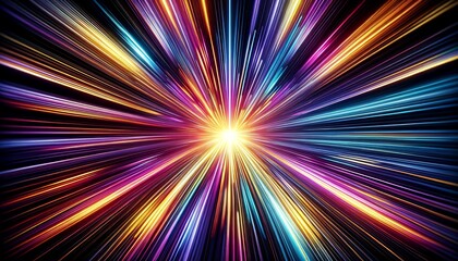 Digital Rainbow's Radiant Convergence of Neon Light Streaks