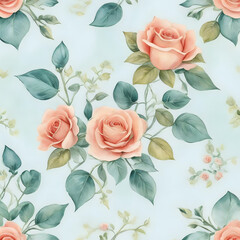 Ethereal Blooms Pastel Roses on White Canvas Design