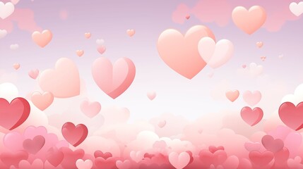 Valentines Love and Hearts in Pink Abstract Background, Copy Space