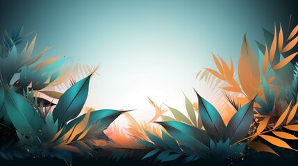 Fototapeta na wymiar Tropical Plants Backdrop Design with Background Copy Space