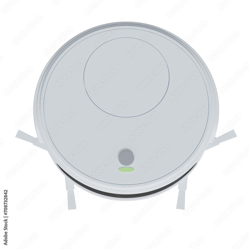 Poster wireless round modern vacuum cleaner with button isolated on white background. 3d rendering
