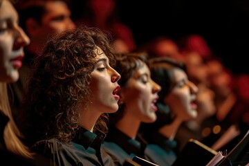 A choir performing choral renditions of popular songs at music party , offering a harmonious and unique musical interpretation, Generative Ai  - obrazy, fototapety, plakaty