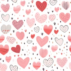 Foto auf Leinwand seamless background with hearts, Simple hand-drawn hearts in a charming seamless pattern © Anna