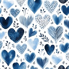 seamless pattern with hearts, Tender pastel hearts in a gentle, hand-drawn seamless pattern, wedding