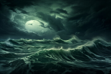 Fototapeta na wymiar Ocean storm. Storm waves in the open ocean