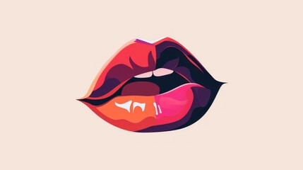  a painting of a woman's lips with a pink and red lipstick on the bottom of the lips and the bottom of the lips with a pink and red lip on the bottom of the lips.