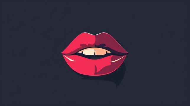  a woman's lips with red lipstick on a black background with a shadow of a woman's face on the left side of the image is a black background.