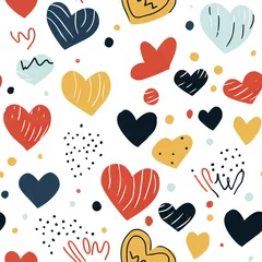 Gordijnen Seamless pattern simple doodle hearts on a white background retro style . Wrapping paper. cloth © Al