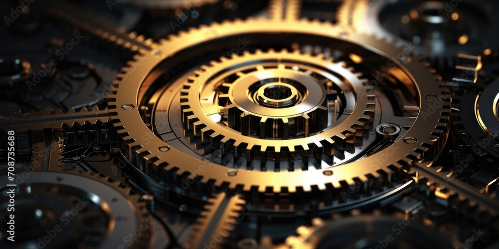 Poster gears of a clockwork mechanism. generative ai.