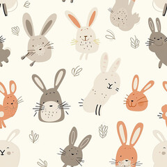 Fototapeta premium Playful Bunnies Seamless Pattern: Perfect for Kids