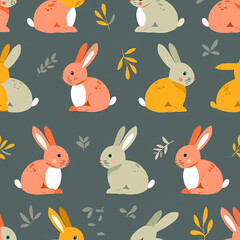 Playful Bunnies Seamless Pattern: Perfect for Kids