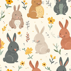 Fototapeta premium Playful Bunnies Seamless Pattern: Perfect for Kids
