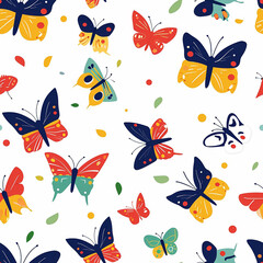 Fototapeta premium Delightful Butterflies Seamless Pattern: Kid-Friendly Design