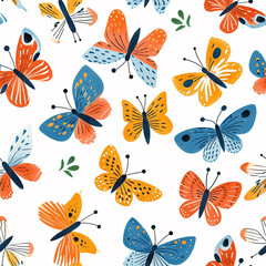 Delightful Butterflies Seamless Pattern: Kid-Friendly Design