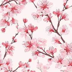 Fototapeta premium Playful Cherry Blossoms Pattern: Kid-Friendly and Seamless