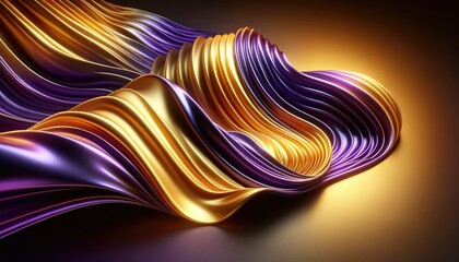 abstract Gold and Purple background with glowing lines, Generative AI