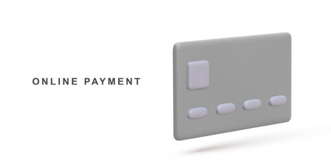 3d Realistic credit card on white background. Vector illustration.