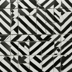 abstract geometric background A ceramic tile floor pattern with a square shape and a black and white tone 
