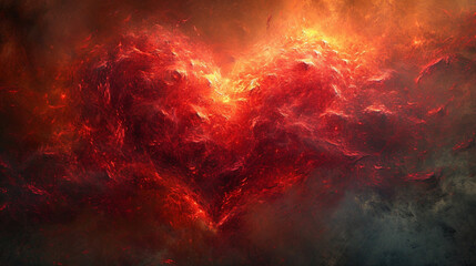 Celestial Energy of Love: Valentine's Red Heart Illuminated by Cosmic Force -..Valentine's Day with a Red Heart Immersed in the Cosmic Energy of Space.