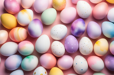 Fototapeta na wymiar Easter Eggs in watercolors pastel colors