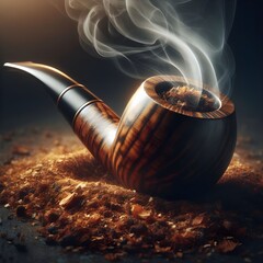 smoking pipe with smoke - obrazy, fototapety, plakaty