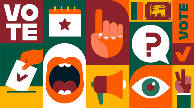 Sri Lanka Vote, election concept design. Modern geometric style. Poster, banner and background. Bold colorful modular illustration