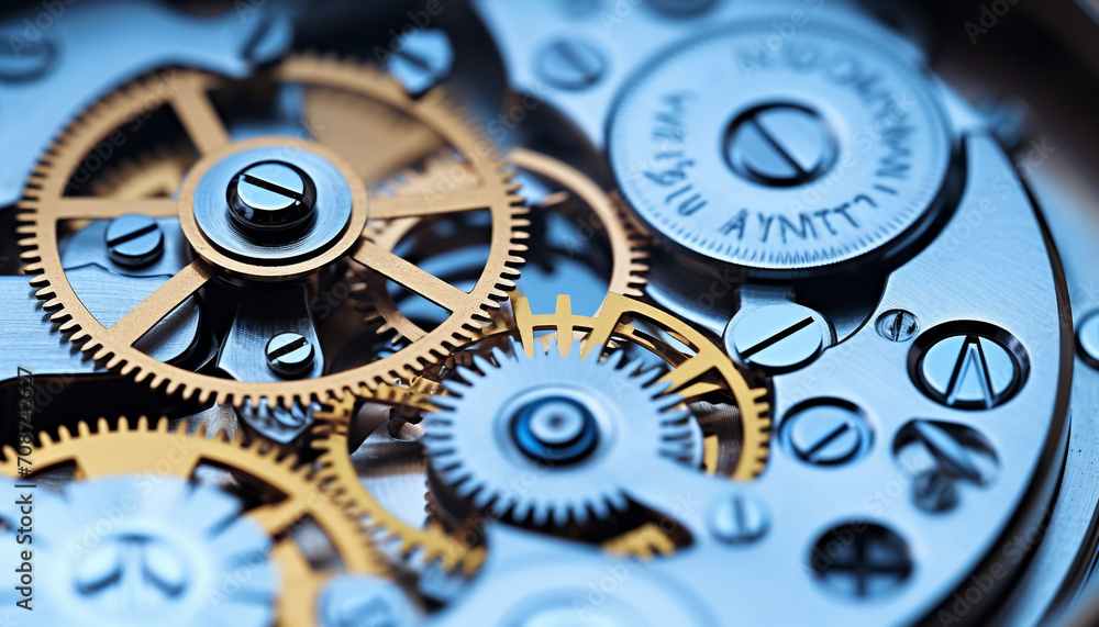 Poster clockworks turning, precision in motion, teamwork in progress generated by ai