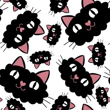 Halloween cartoon animals seamless cats pattern for wrapping paper and fabrics and linens and kids clothes print