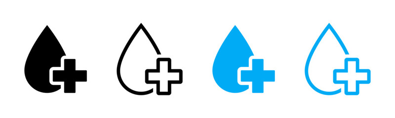 Fototapeta premium Water drop with plus icon set