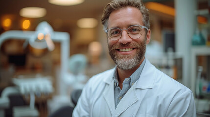Obraz premium Portrait of senior experienced doctor in white coat