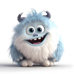 cute furry monster, white background