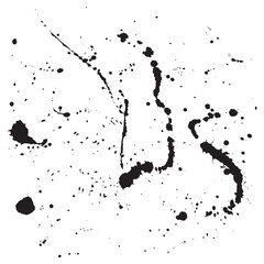 Set of blots. Black spots of paint on a white background. Grunge frame of paint
