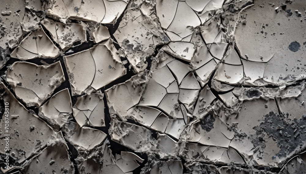 Poster abstract pattern of broken glass, nature textured effect on damaged surface generated by ai