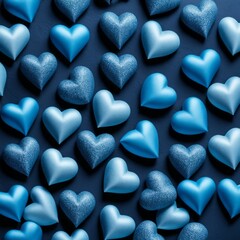 Obraz premium Blue silk hearts on a Blue color background