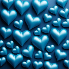 Blue silk hearts on a Blue color background