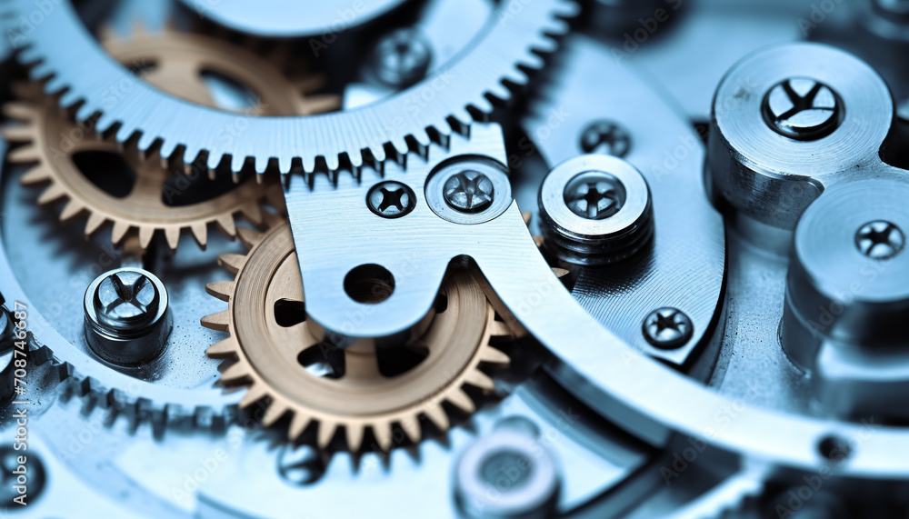 Poster working machinery turns, teamwork ensures accuracy and progress generated by ai