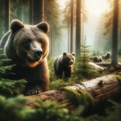 Obraz premium brown bear in the forest