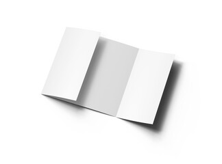 Blank square Gate Fold Brochure 3d render on transparent background