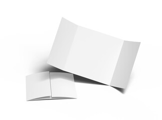 Blank square Gate Fold Brochure 3d render on transparent background