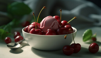 Freshness and sweetness of berry fruit on a wooden table generated by AI