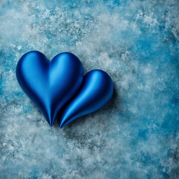 Blue silk hearts on a Blue color background